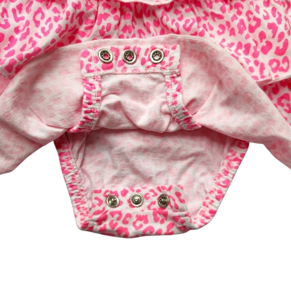 Carter's Baby Girls Pink Leopard Ruffle Bodysuit Dress One Piece Size 6 Months - Picture 5 of 16